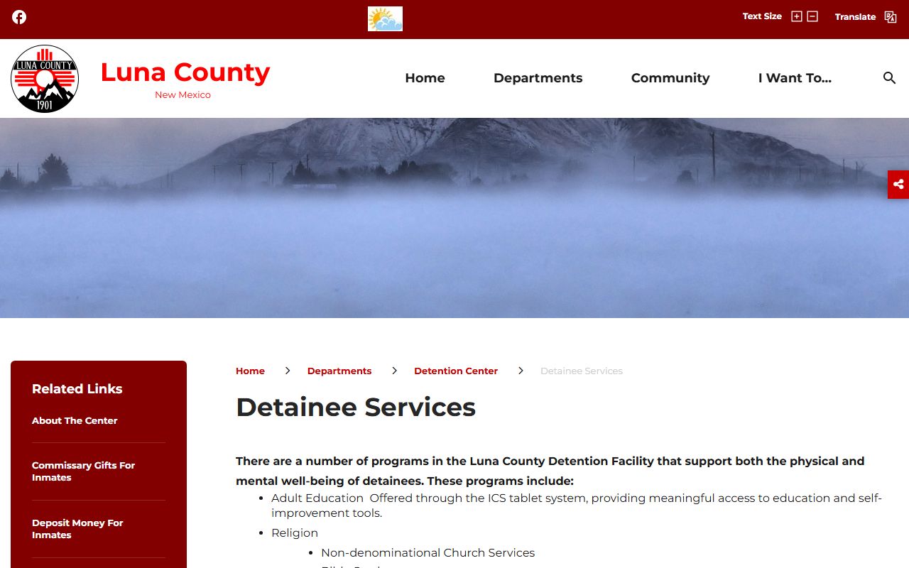 Luna County Detention Center detainee services and work release programs